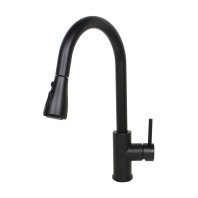 Matte Black Finish Pull Out Sprayer Solid Brass Kitchen / Island / Bar Faucet
